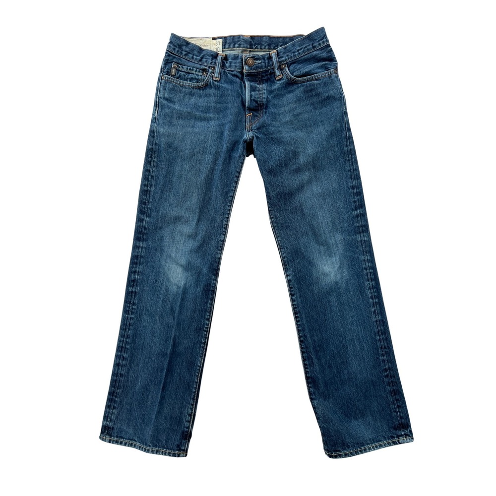 Abercrombie & Fitch Classic Straight Jeans Mens 31x30 Blue Denim Button Fly Work